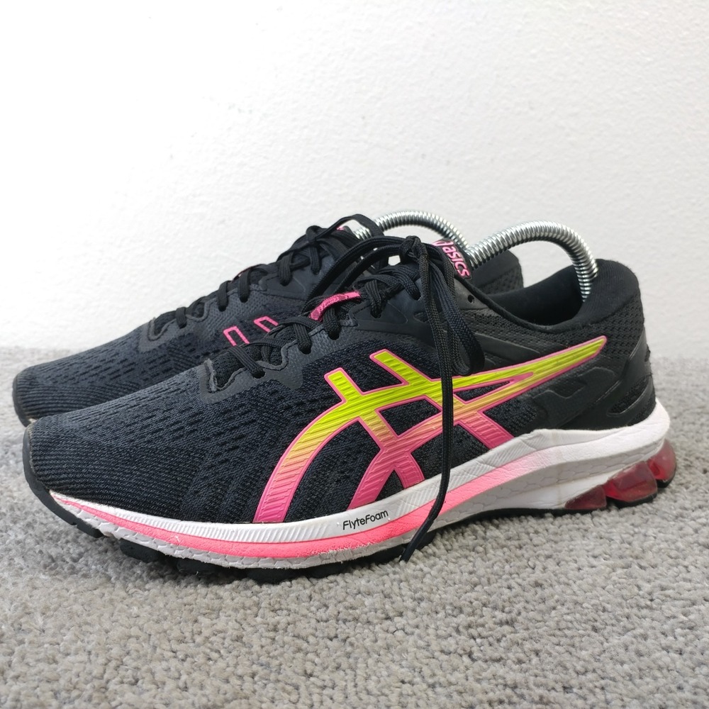 ASICS GT 1000 9 Womens Size 9 Running Shoes Black Pink Yellow 1012A878 Sneakers
